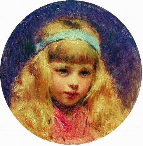 Портрет девочки с голубой лентой в волосах. 1890